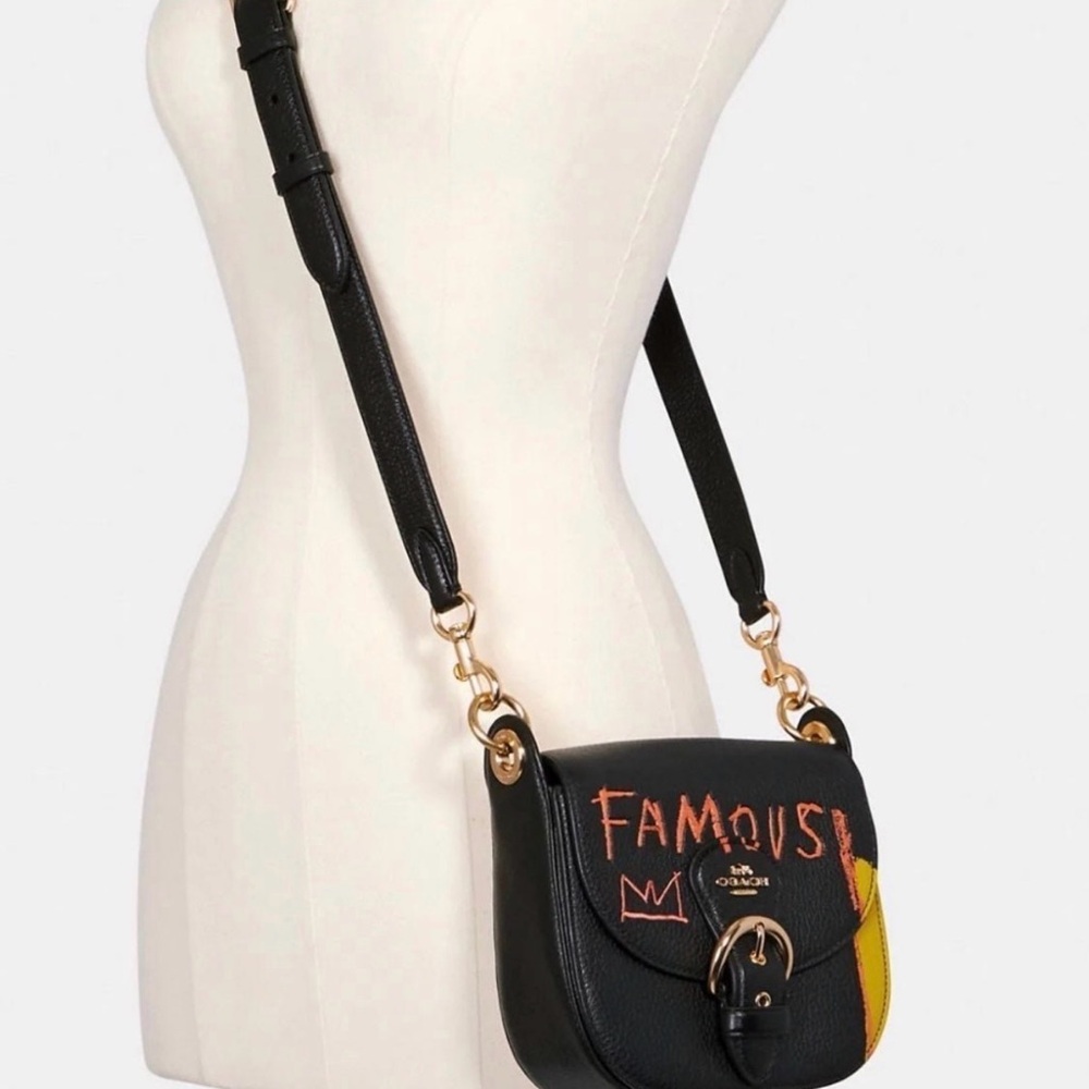 Coach Black Crossbody Bag with Yellow and Orange Graffiti